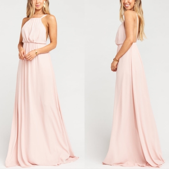 Show Me Your MuMu Amanda blush sleeveless backless halter maxi dress - Picture 1 of 11